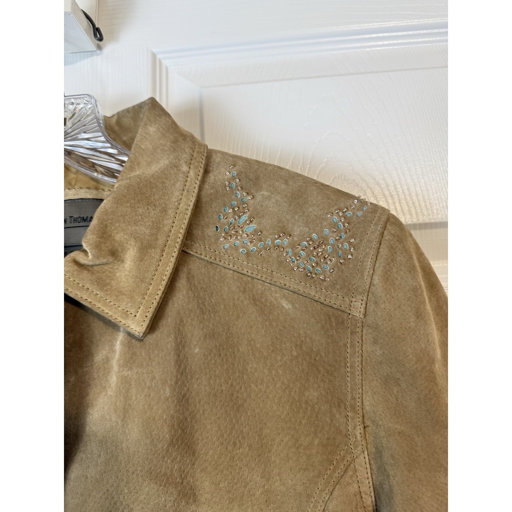 Brandon Thomas 100% Suede Leather Jacket Tan Women's Sz S Boho Western Rodeo - Picture 8 of 16